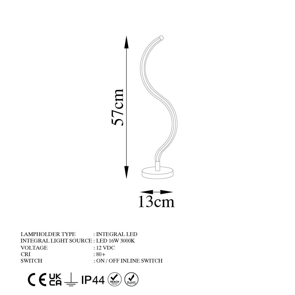 Opviq LED-Tischleuchte gold Metall B/H/T: ca. 13x57x13 cm