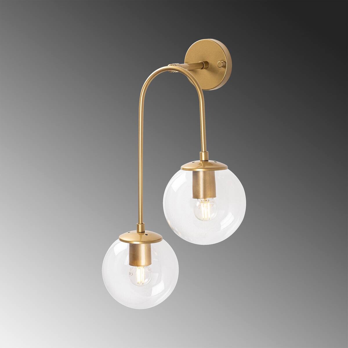Opviq Wandleuchte gold Metall Glas B/H/L: ca. 24x55x30 cm E14 2 Brennstellen