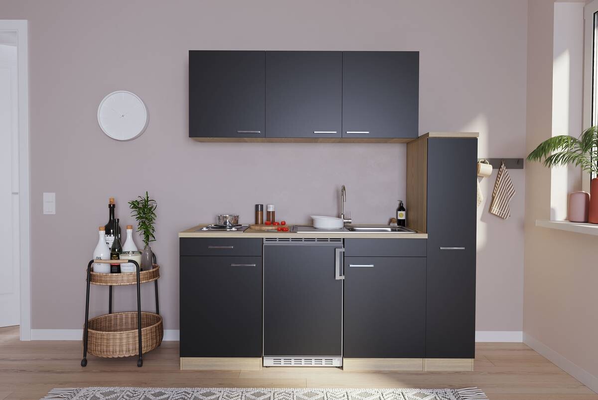 Respekta Küchenblock Economy schwarz matt B/H/T: ca. 180x200x60 cm