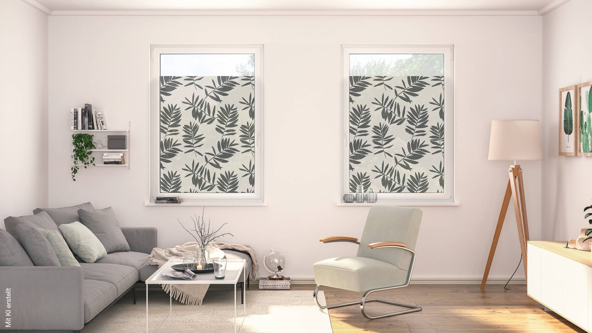 LICHTBLICK Fensterfolie Watercolor Blätter Watercolor schwarz B/L: ca. 100x180 cm