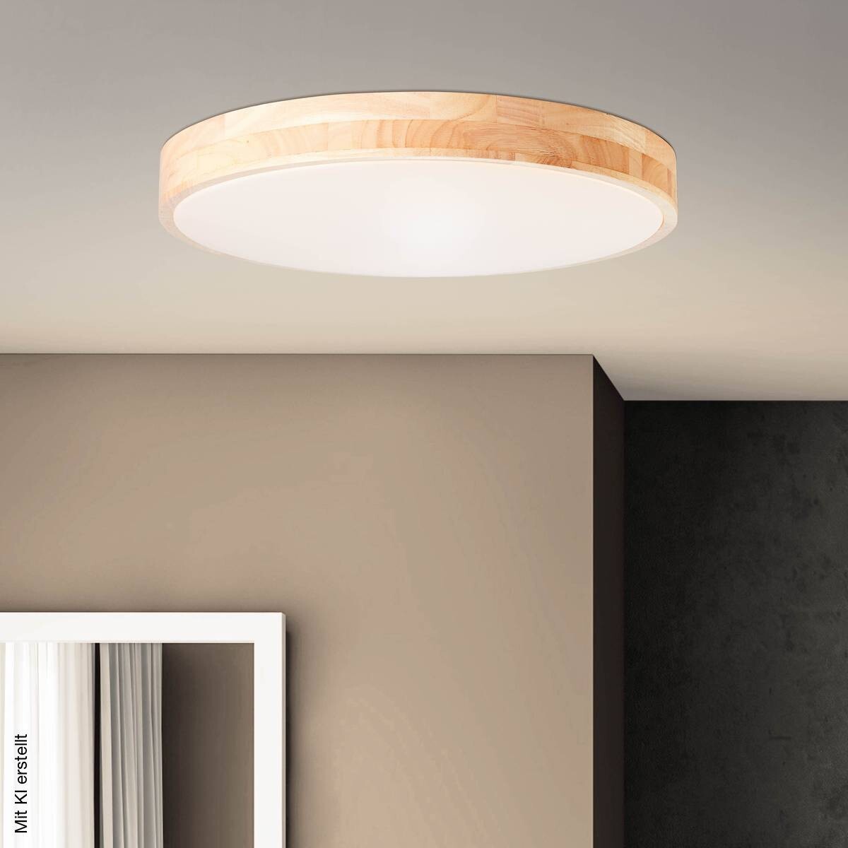 Brilliant Deckenleuchte Slimline G97068/75 natur weiß Holz Kunststoff Metall H/D: ca. 8,5x49 cm