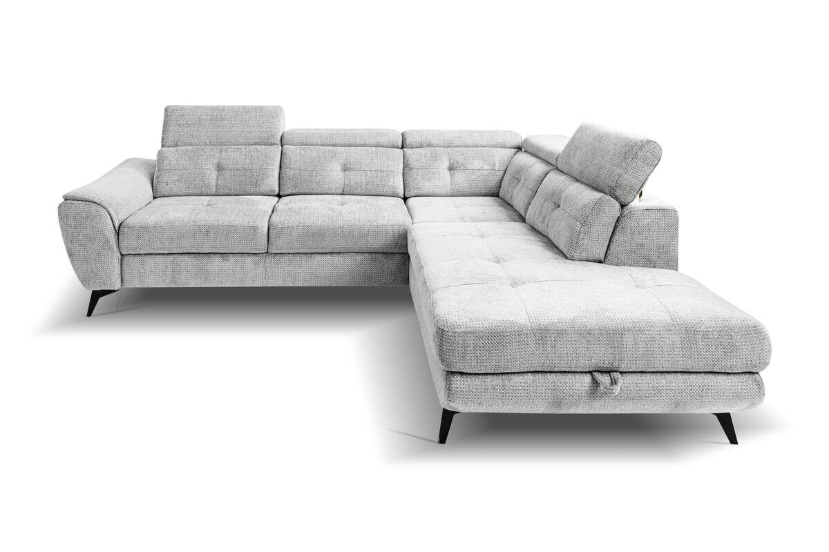 Ecksofa mit Bettfunktion und Bettkasten silber Microfaser B/H/T: ca. 274x82x231 cm
