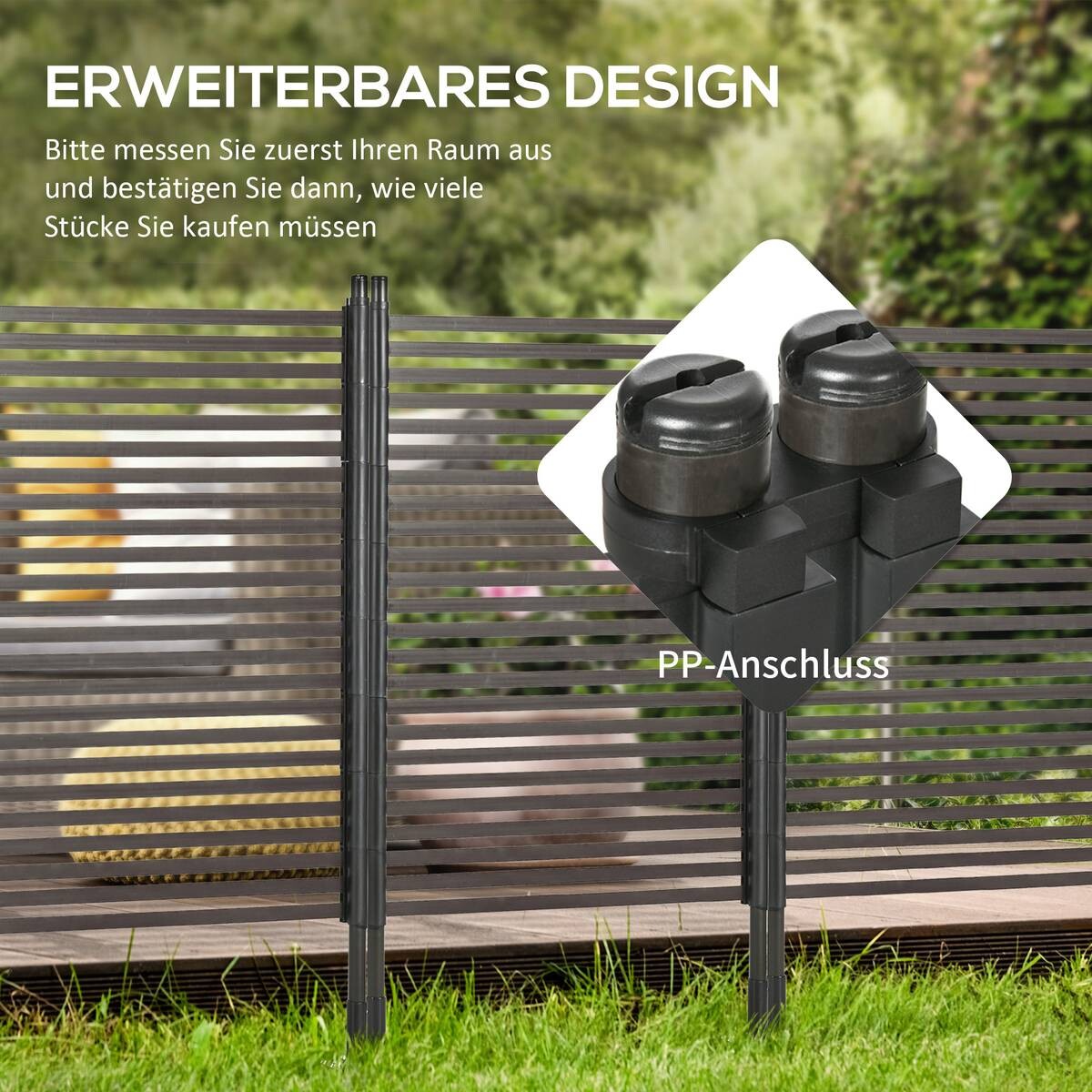 Outsunny Gartenzaun mit Spreizschrauben braun Polyester B/H/L: ca. 22x150x93 cm