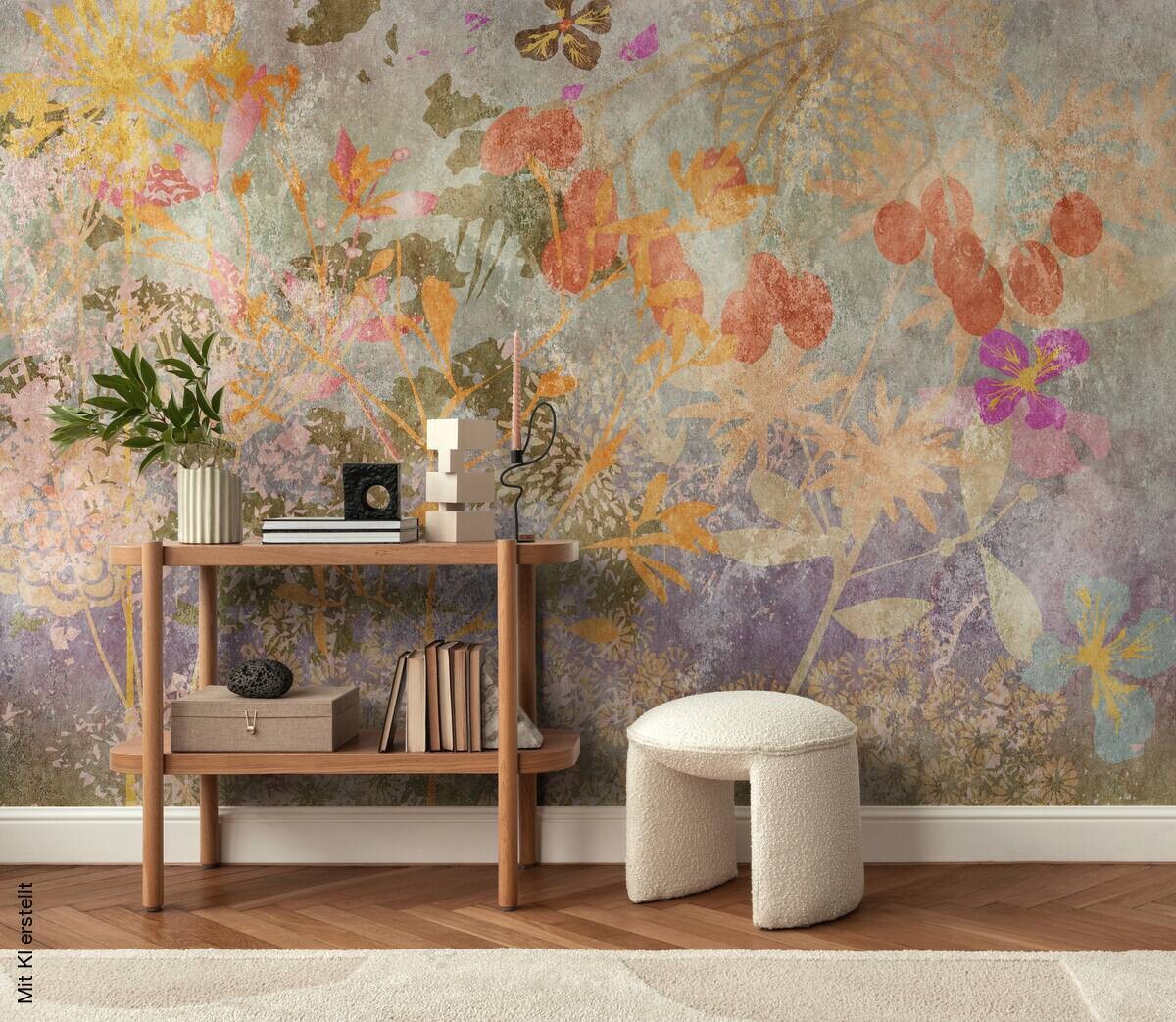 Livingwalls Fototapete Blumen orange lila bunt B/L: ca. 280x371 cm