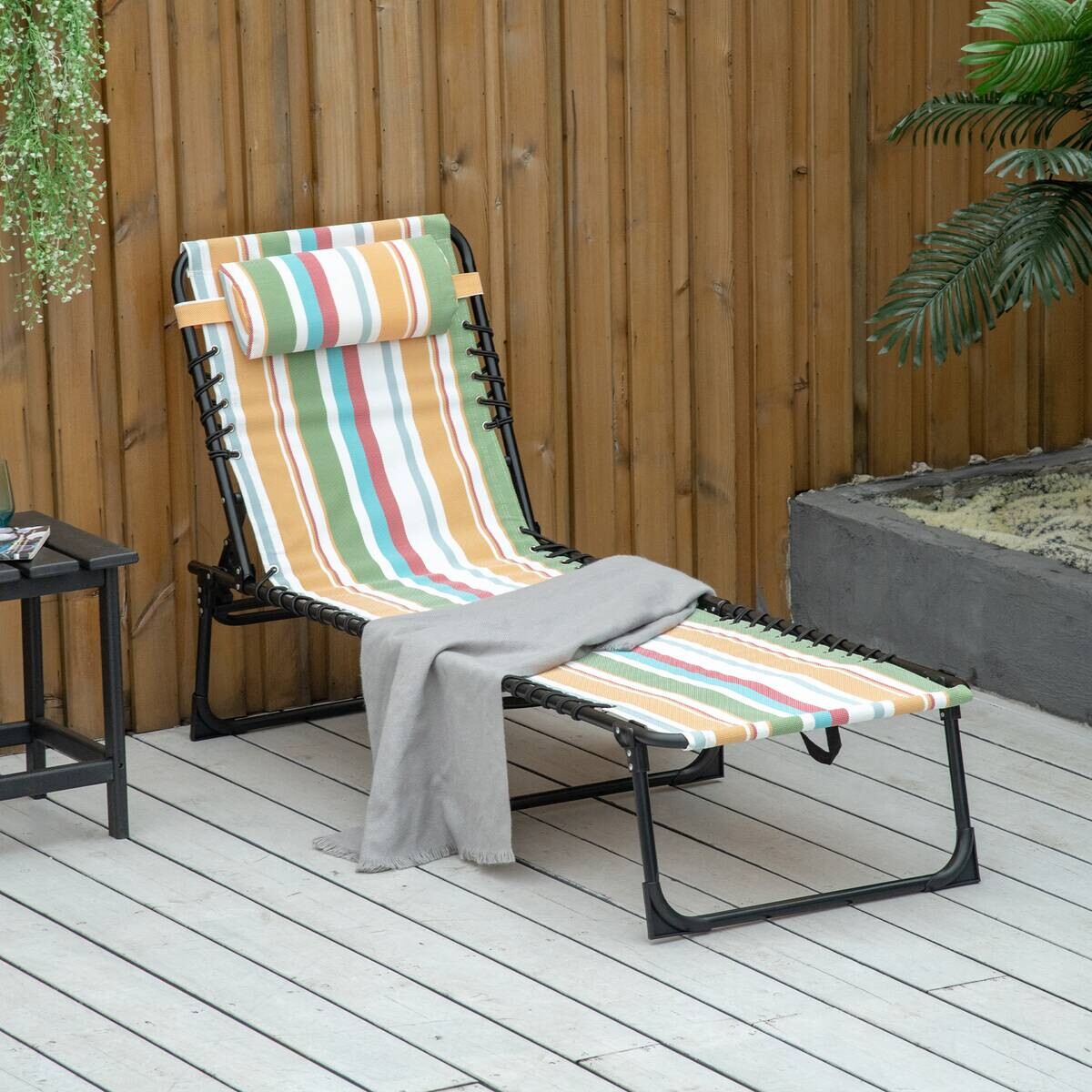 Outsunny Sonnenliege mehrfarbig Stahl B/H/L: ca. 58x30x189 cm