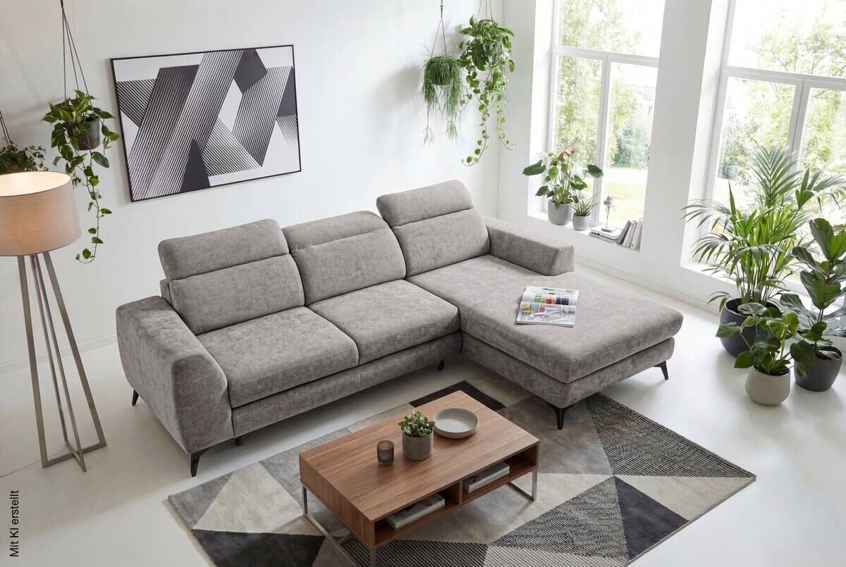 Ecksofa mit Bettfunktion und Bettkasten Cappuccino Microfaser B/T: ca. 264x191 cm