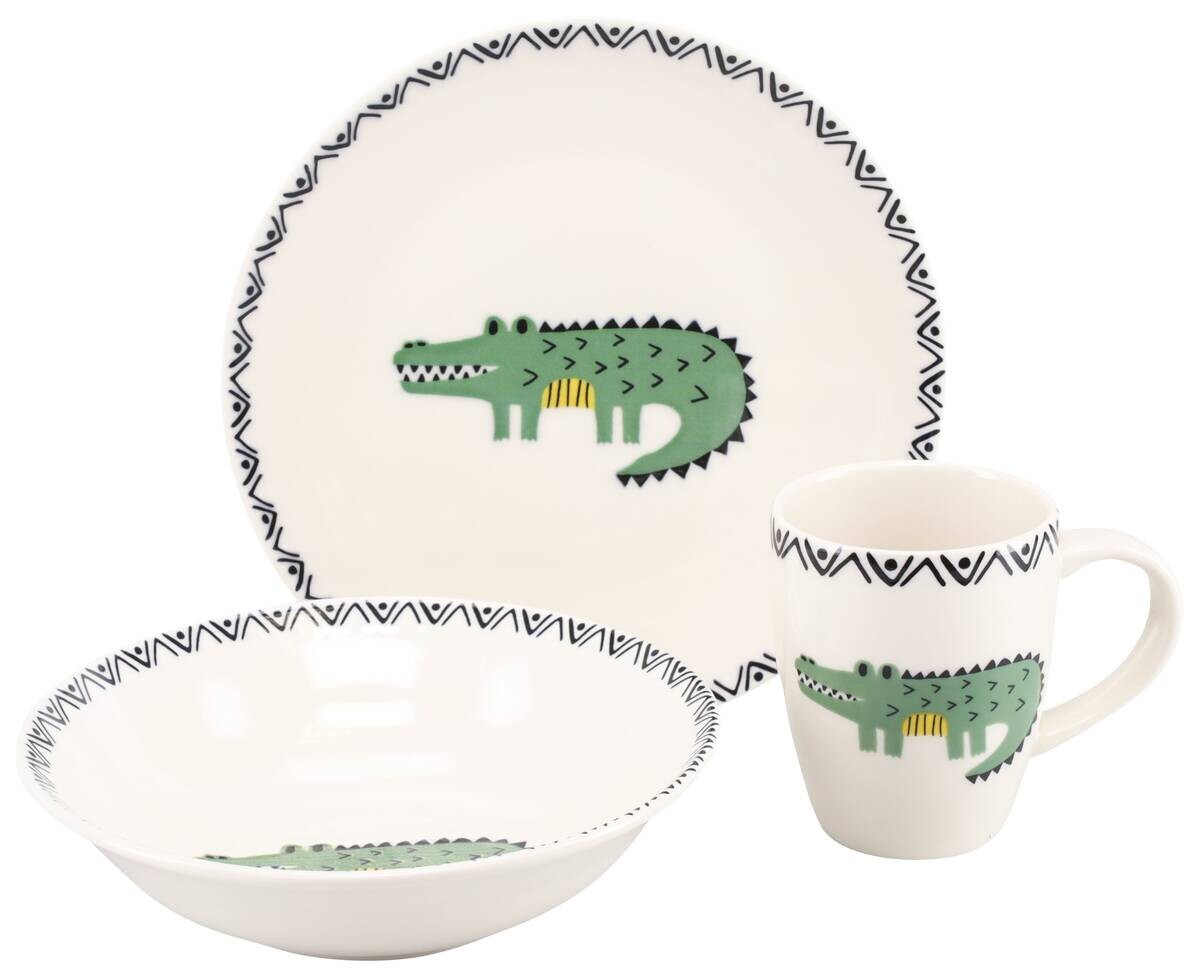 CreaTable Tafelservice Safari bunt Steinzeug 3 tlg.