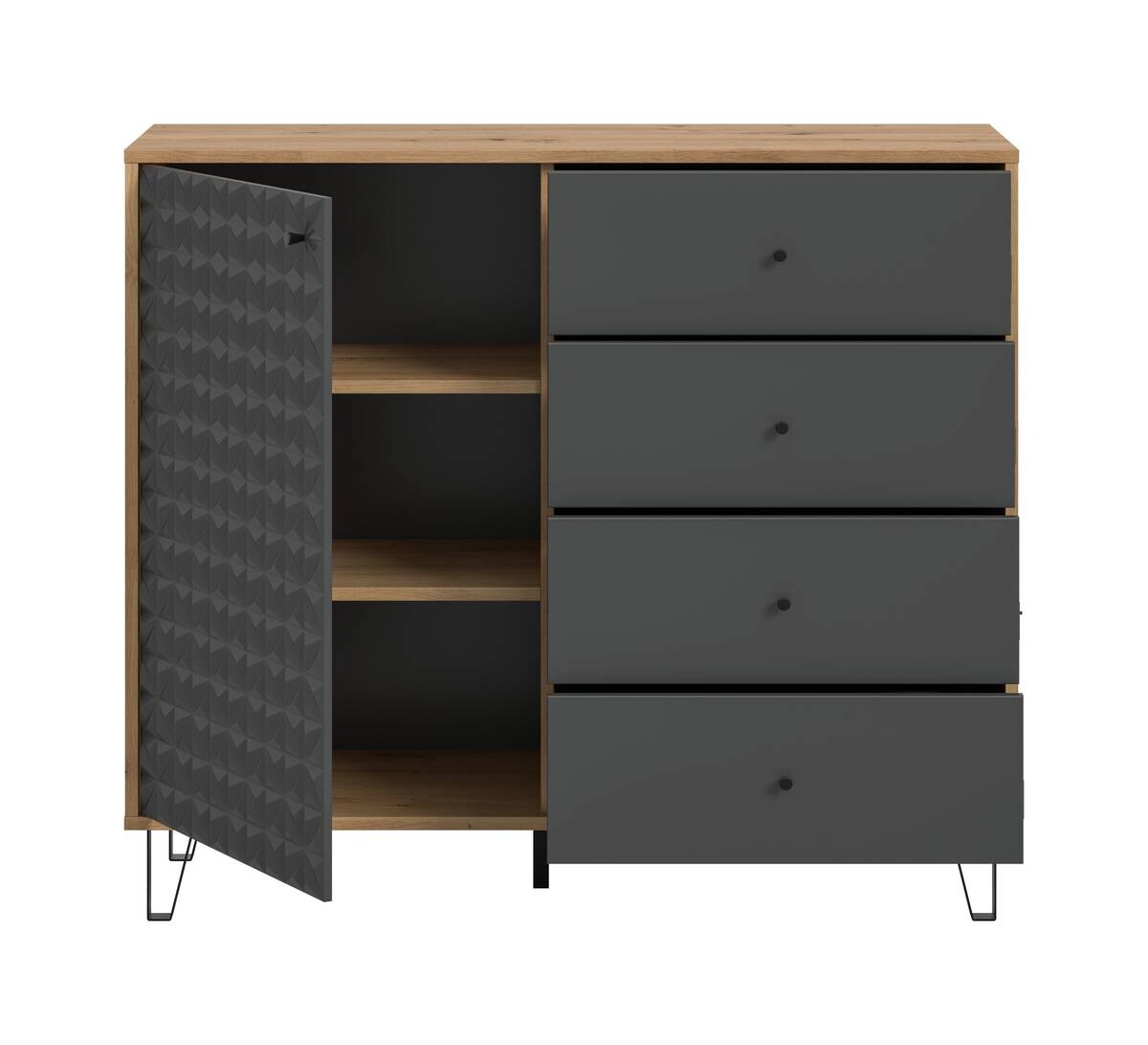 Highboard PRISMA Artisan Oak Nachbildung anthrazit matt B/H/T: ca. 110x96x40 cm
