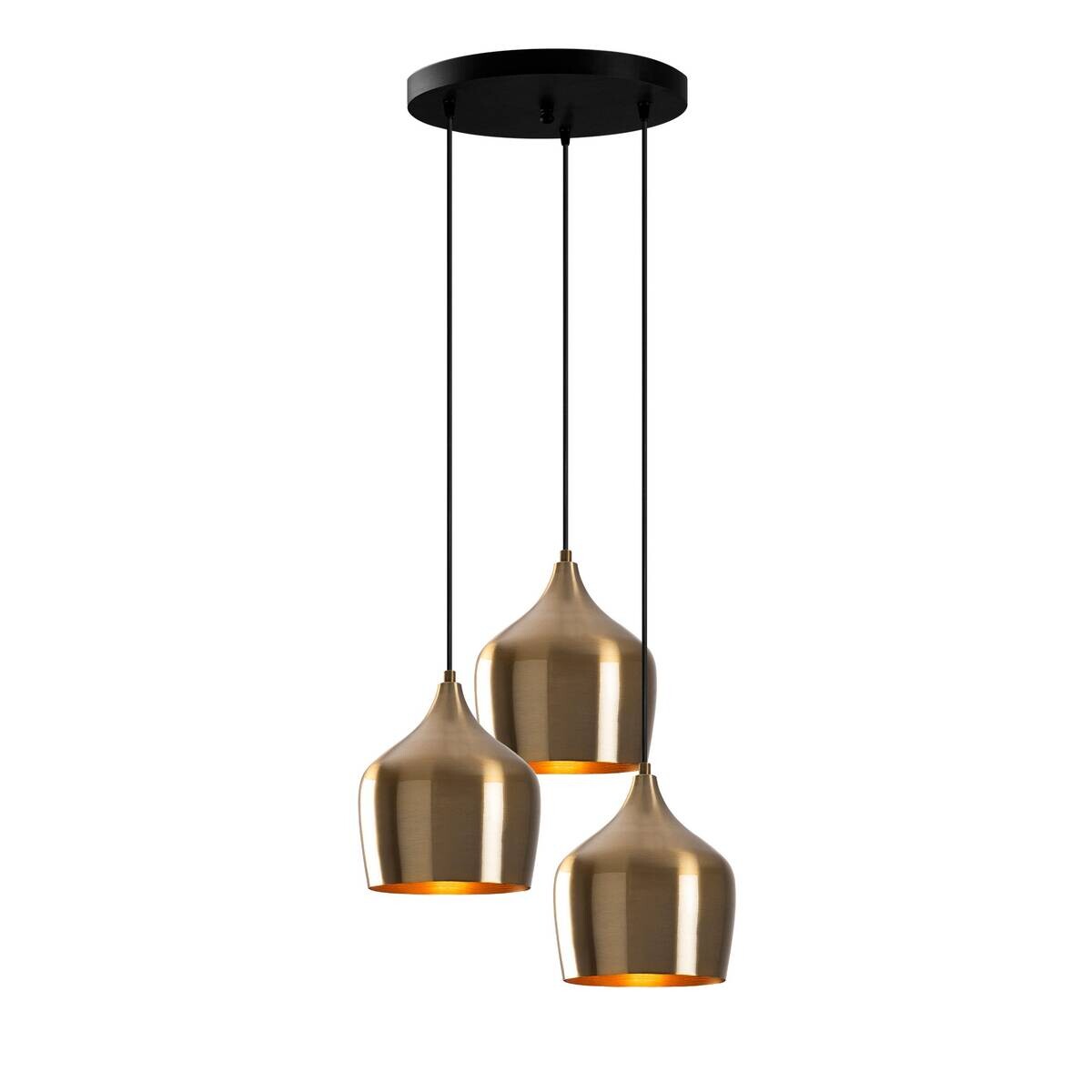 Opviq Pendelleuchte messing B/H/T: ca. 46x124x46 cm E27 3 Brennstellen