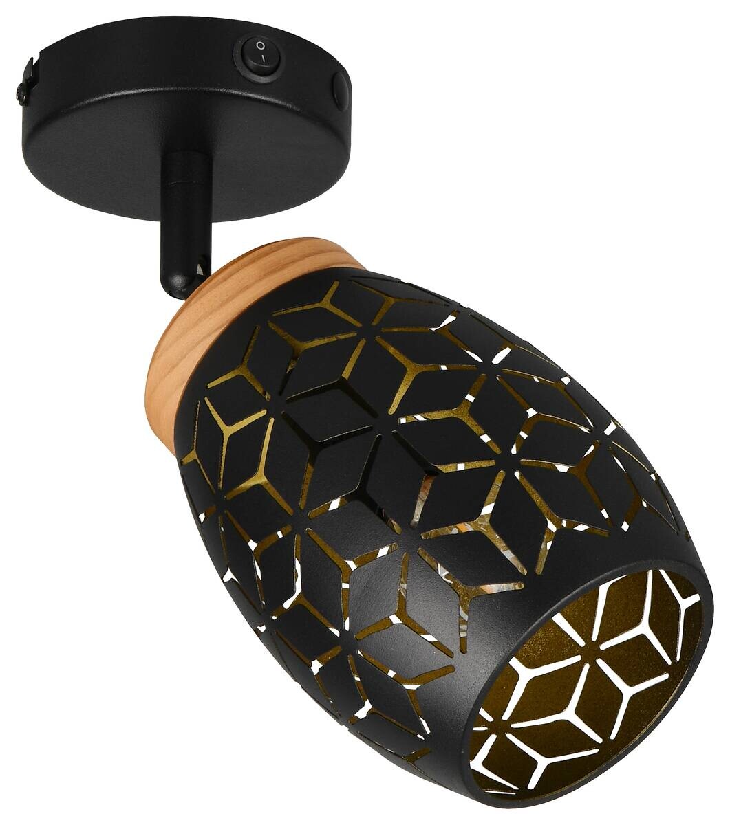 Reality Spots Bidar schwarz gold Metall B/H: ca. 12x27 cm E14 1 Brennstellen