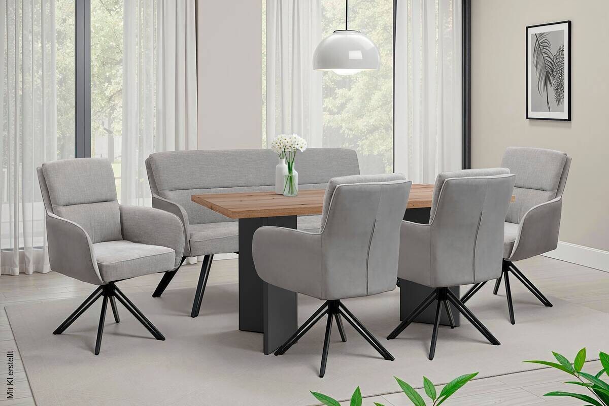 Stuhl TINO, 2er-Set schwarz grau Metall Microfaser B/H/T: ca. 62x94x70 cm