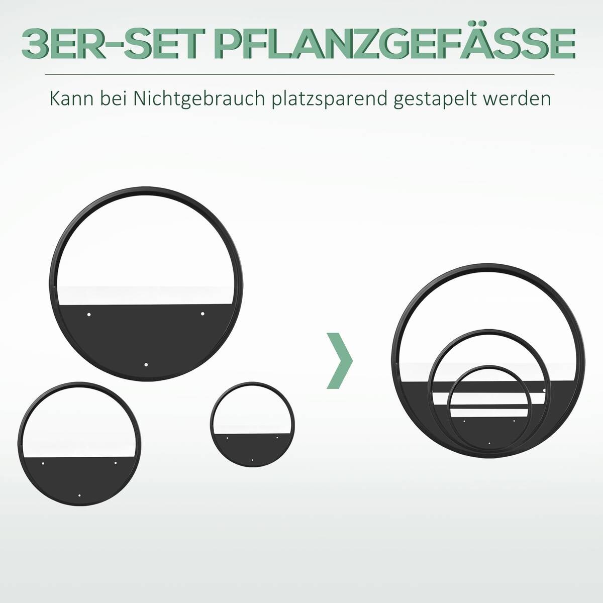 Outsunny Blumentöpfe-Set für die Wand schwarz Stahl B/H/L: ca. 30,5x5x30,5 cm