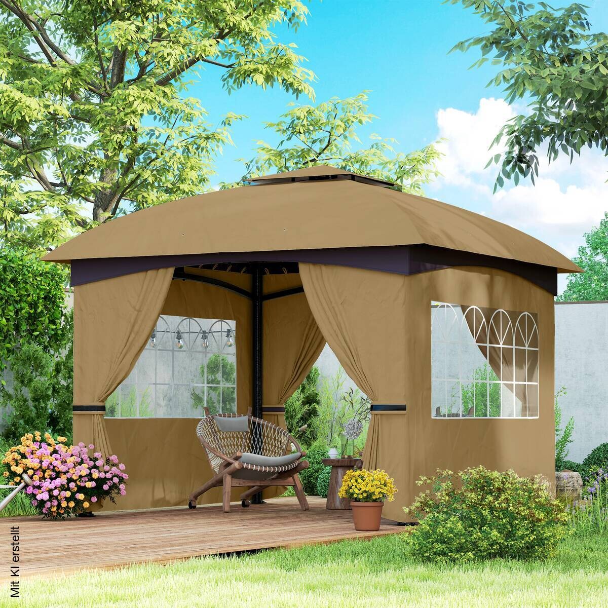 Outsunny Pavillon beige Polyester B/H/L: ca. 335x285x335 cm