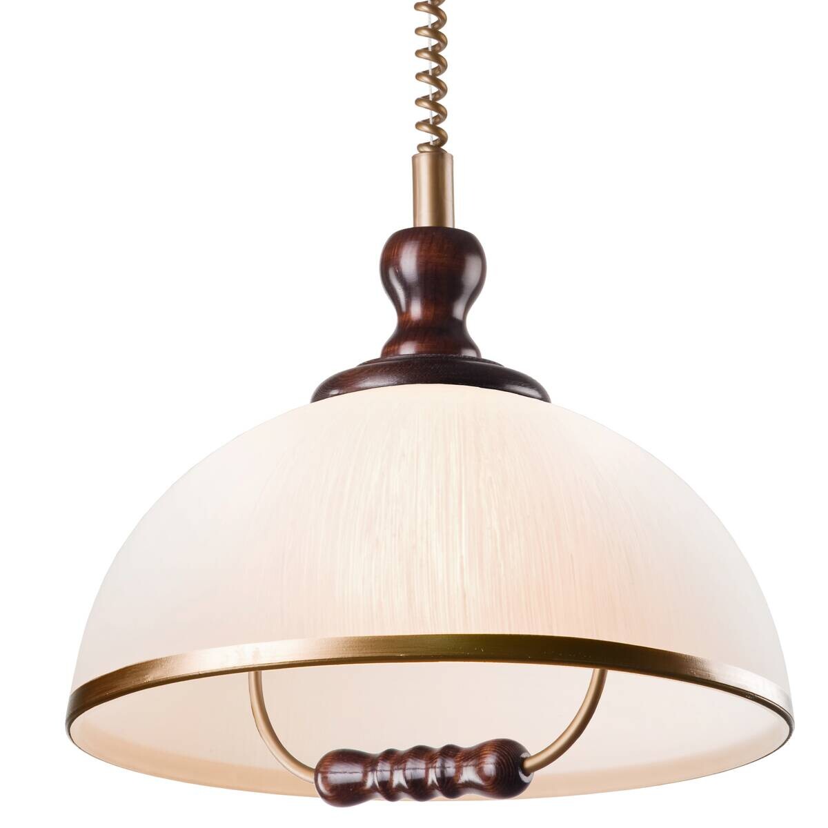 Lamkur Pendelleuchte Ramona natur Kunststoff Glas Holz H/L: ca. 64x30 cm E27 1 Brennstellen