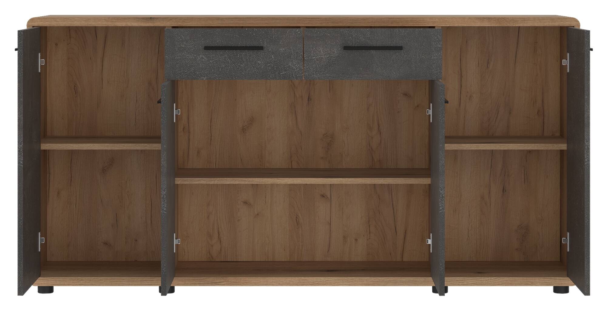 Kommode Fontana Eiche Evoke Coast Nachbildung Beton dunkel Optik B/H/T: ca. 174x87x40 cm