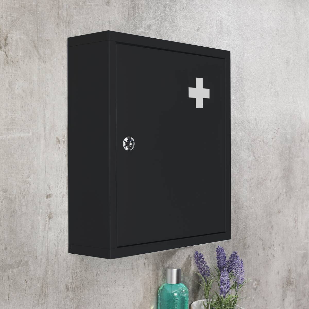 Medizinschrank mattschwarz Stahl B/H/L: ca. 11,2x36,8x32 cm