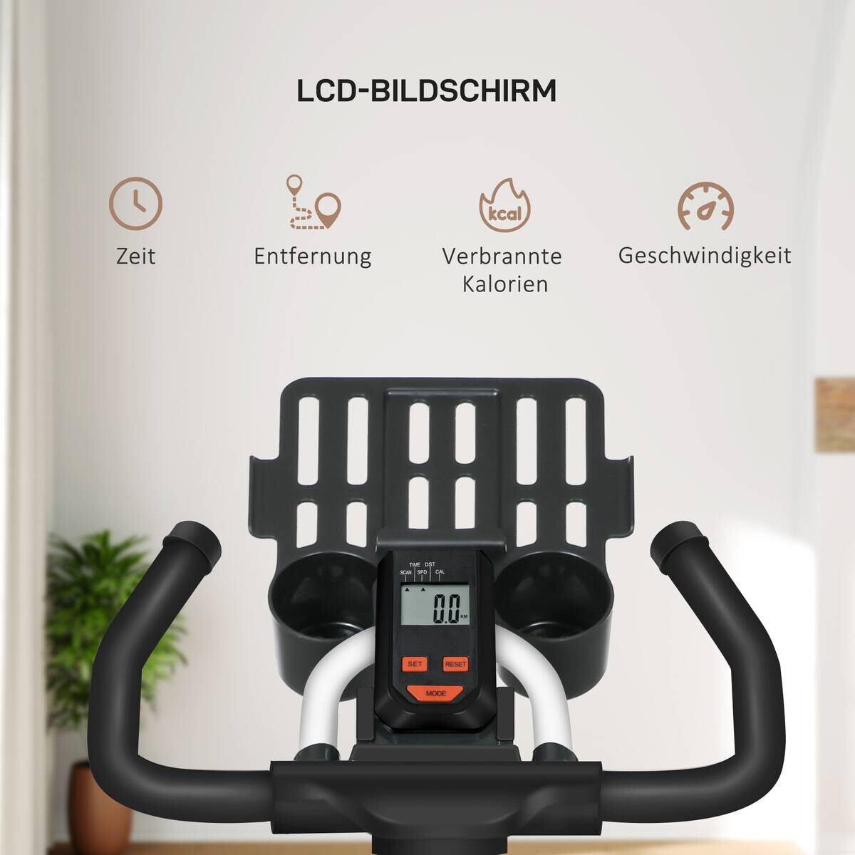 HOMCOM Ergometer schwarz Stahl B/H/L: ca. 53x114x103 cm