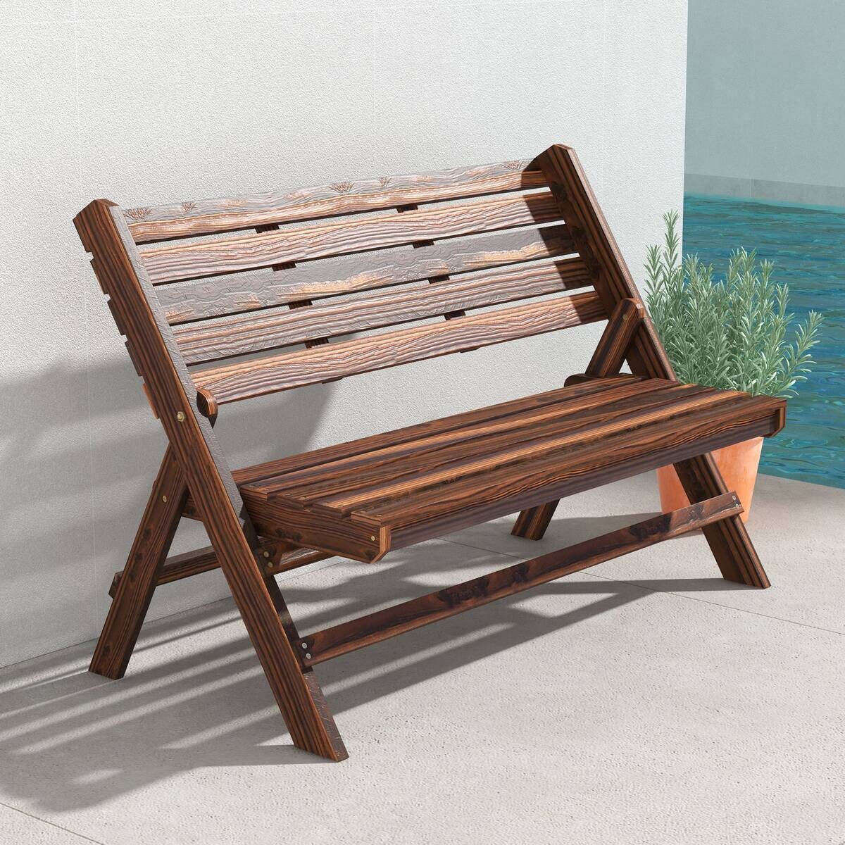 Outsunny Gartenbank grau Edelstahl B/H/L: ca. 63x122x83 cm