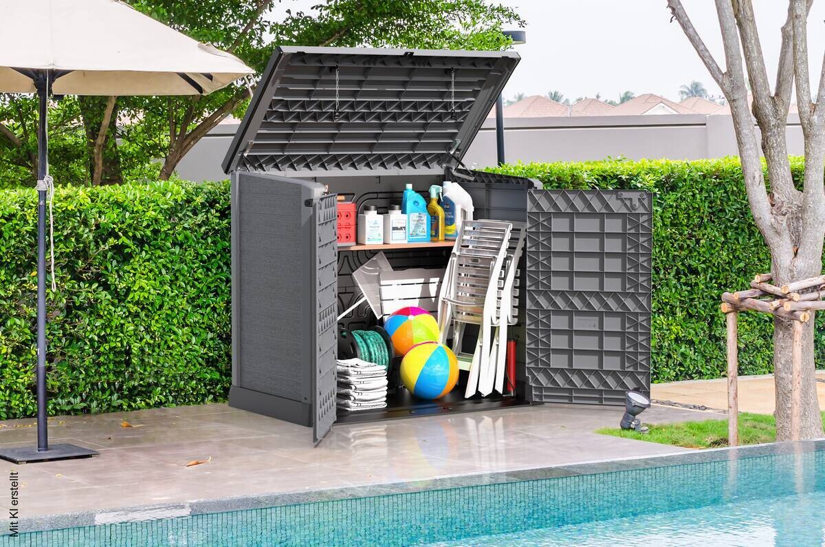 VCM Mülltonnenbox 2er StoreAway grau Kunststoff B/H/L: ca. 145x125x83 cm