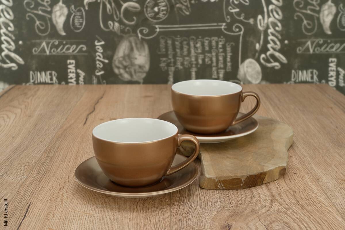 CreaTable Cappucinotassenset Golden Days gold Steinzeug 4 tlg.