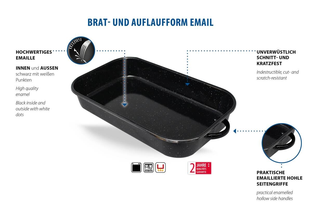 ELO Basic Brat-/Auflaufform schwarz Eisen B/H/L: ca. 23x7x38 cm