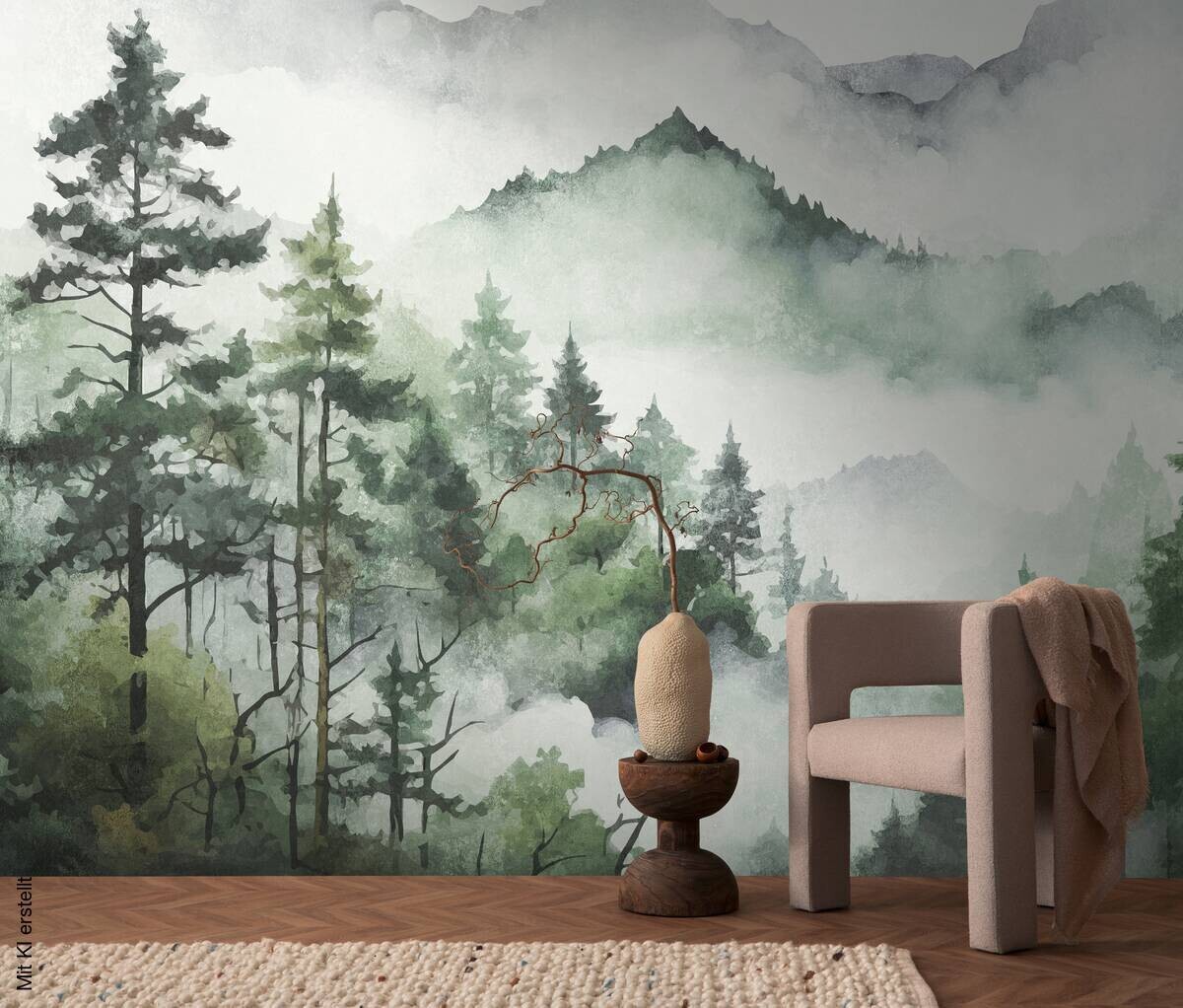 Livingwalls Fototapete Berge grün weiß grau B/L: ca. 280x371 cm