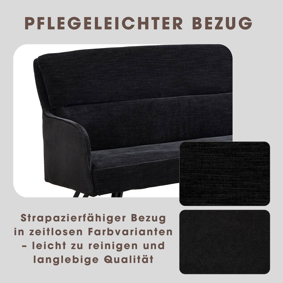 Sitzbank TINO schwarz Metall Microfaser B/H/T: ca. 160x94x67 cm