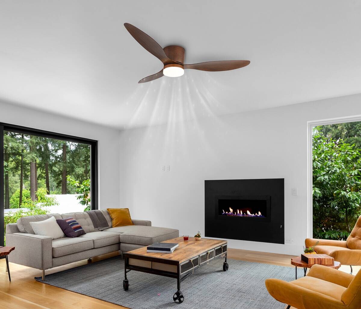 GLOBO Deckenventilator grau B/H/L: ca. 30,5x24x65 cm max. 30 W