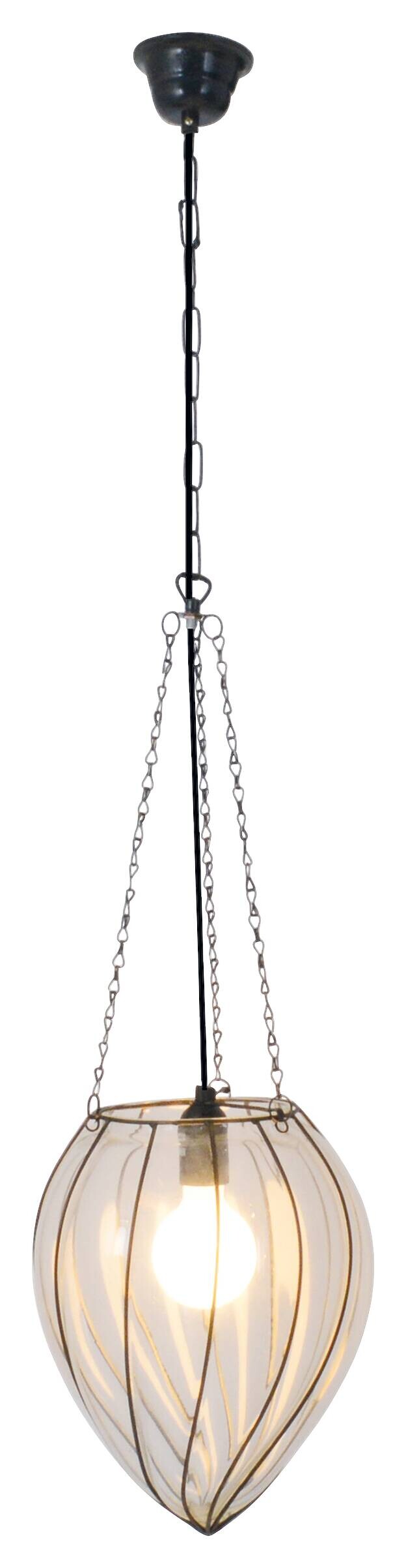 Näve Leuchten Pendelleuchte klar Glas Metall B/H/T/D: ca. 25x32x25x25 cm E27 1 Brennstellen