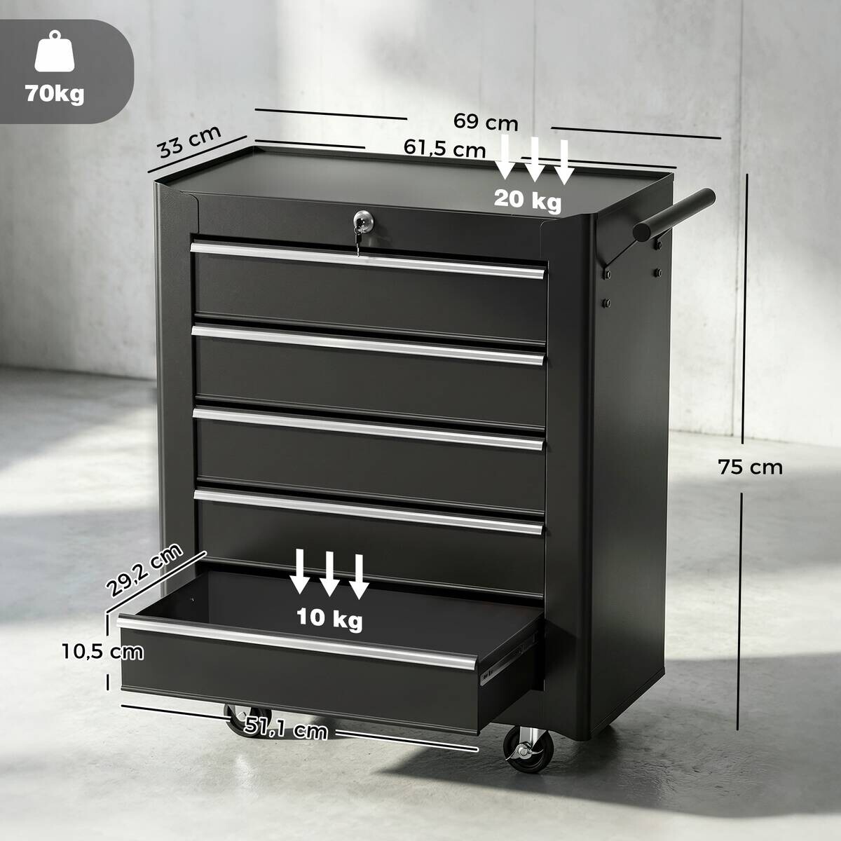 Werkstattwagen B/H/T: ca. 61,6x75x33 cm
