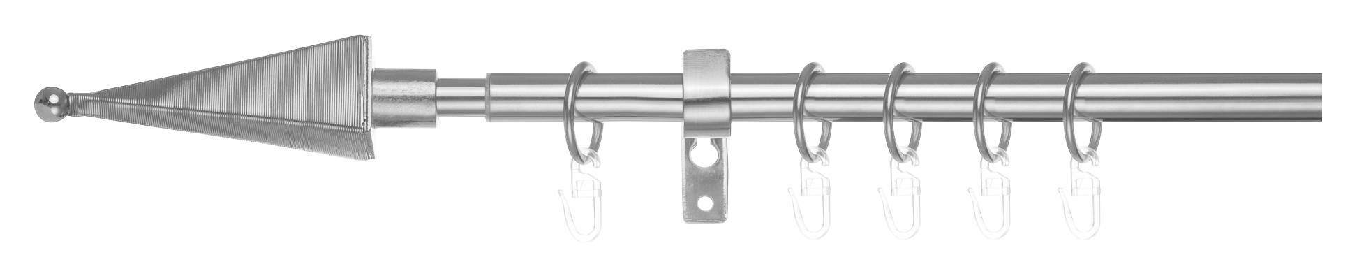 LICHTBLICK Gardinenstange Pyramide Edelstahloptik Metall D: ca. 1,6 cm ausziehbar von ca. 130 bis 240 cm 1.0 Läufe