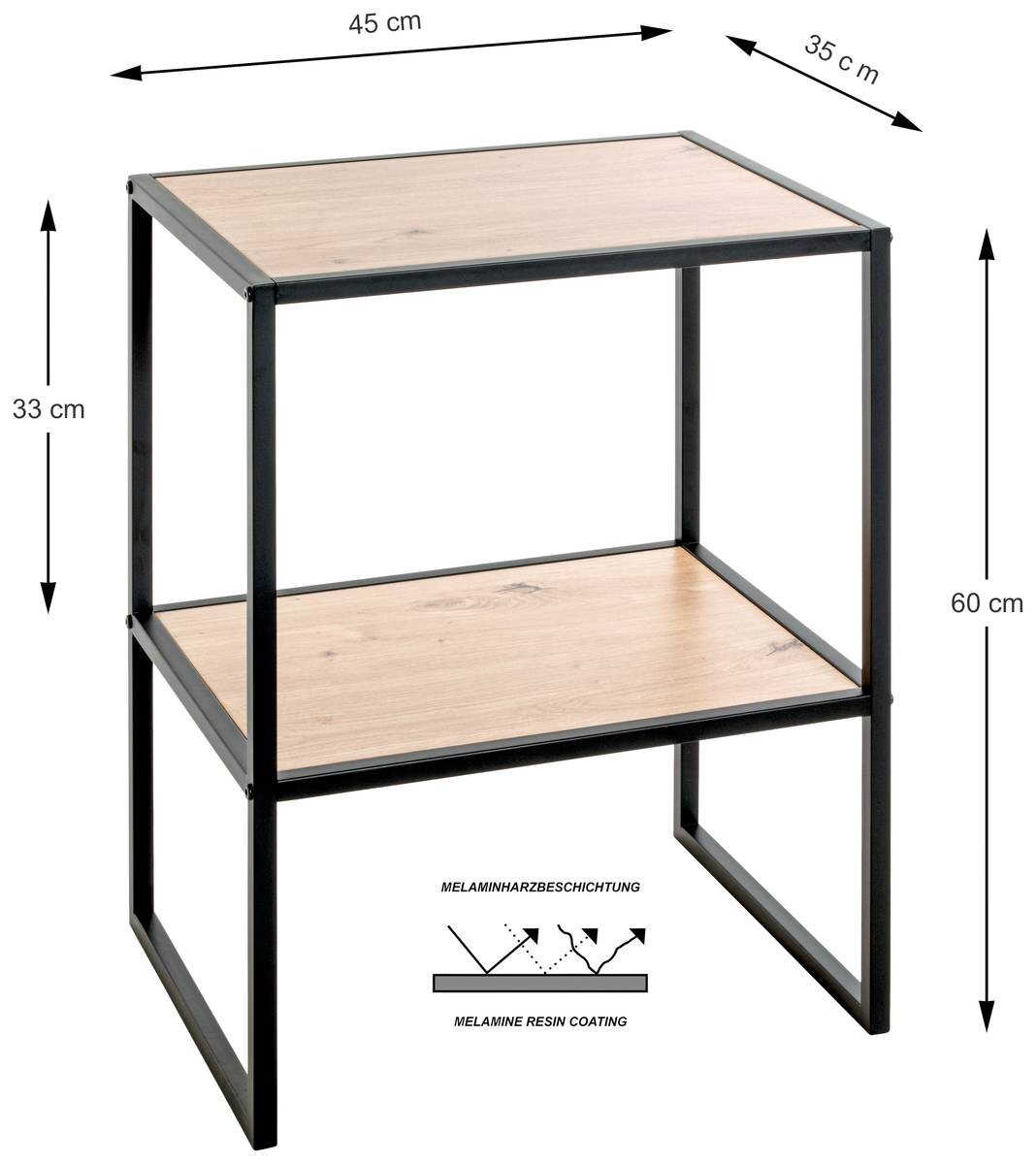 Beistelltisch Eiche Nachbildung schwarz B/H/T: ca. 45x60x40 cm