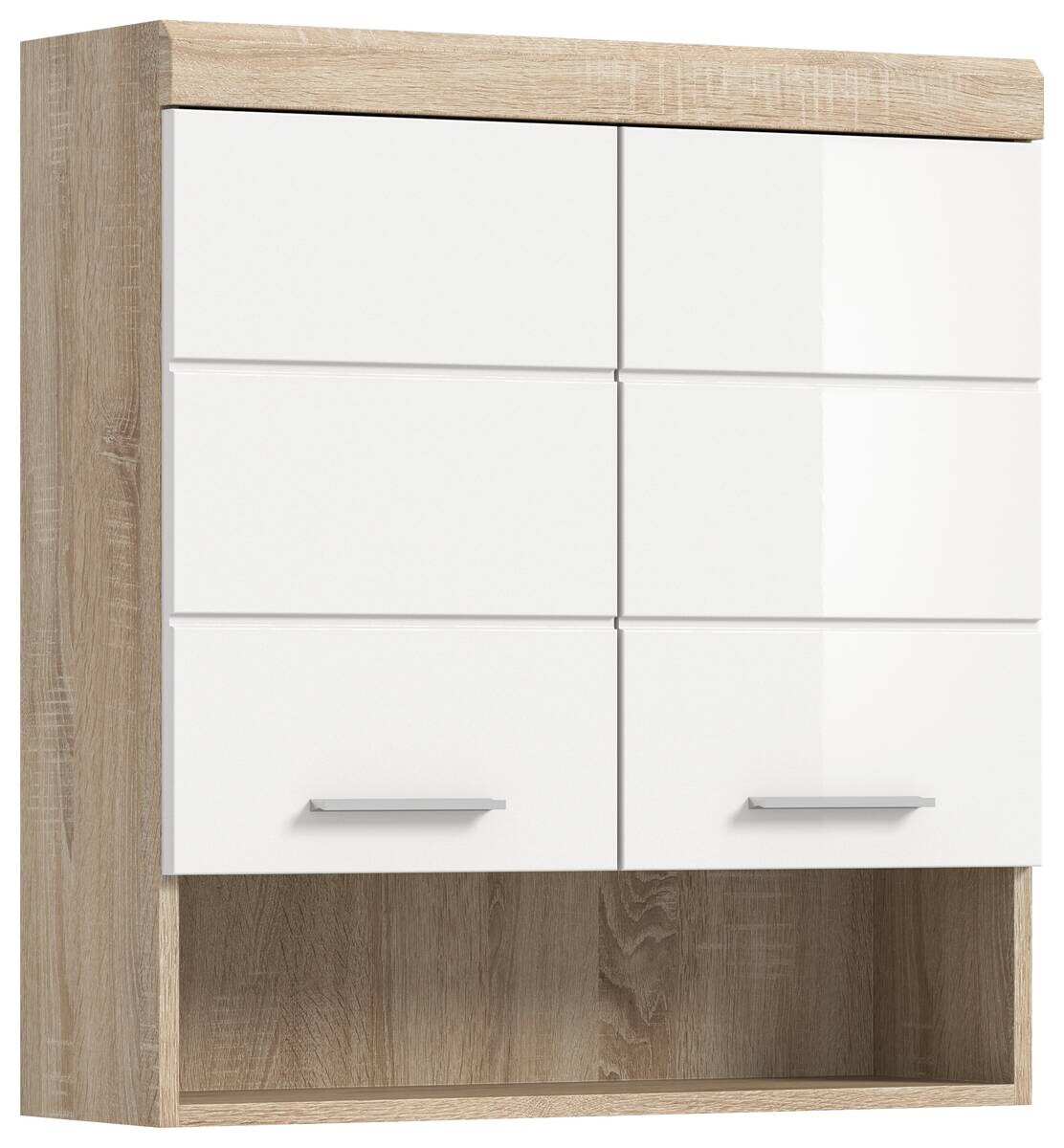 Badhängeschrank Lambada Eiche Sonoma Nachbildung weiß Hochglanz B/H/T: ca. 74x79x24 cm