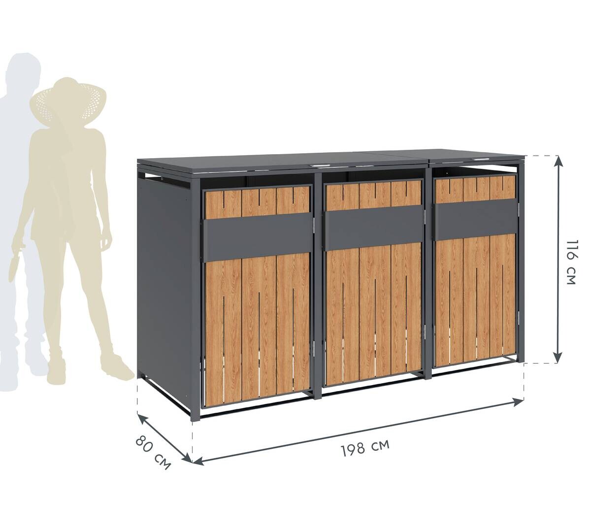 Westmann Mülltonnenbox Varius Holzoptik B/H/L: ca. 198x116x80 cm