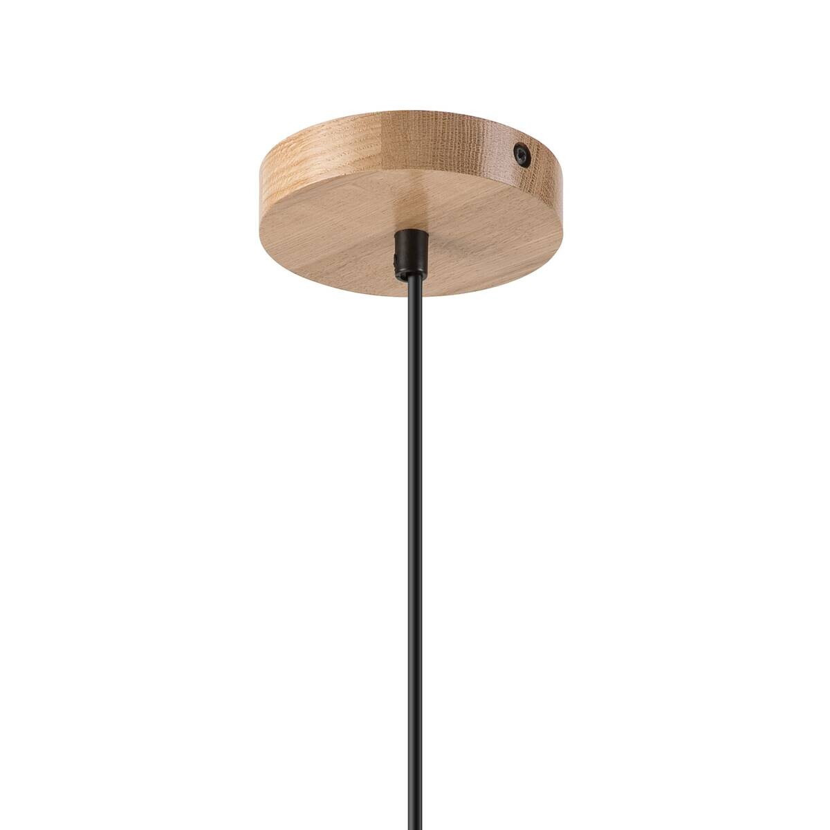 Lamkur Hängeleuchte Harmony Eiche weiß Glas Holz B/H/L: ca. 30x102x30 cm 1 Brennstellen