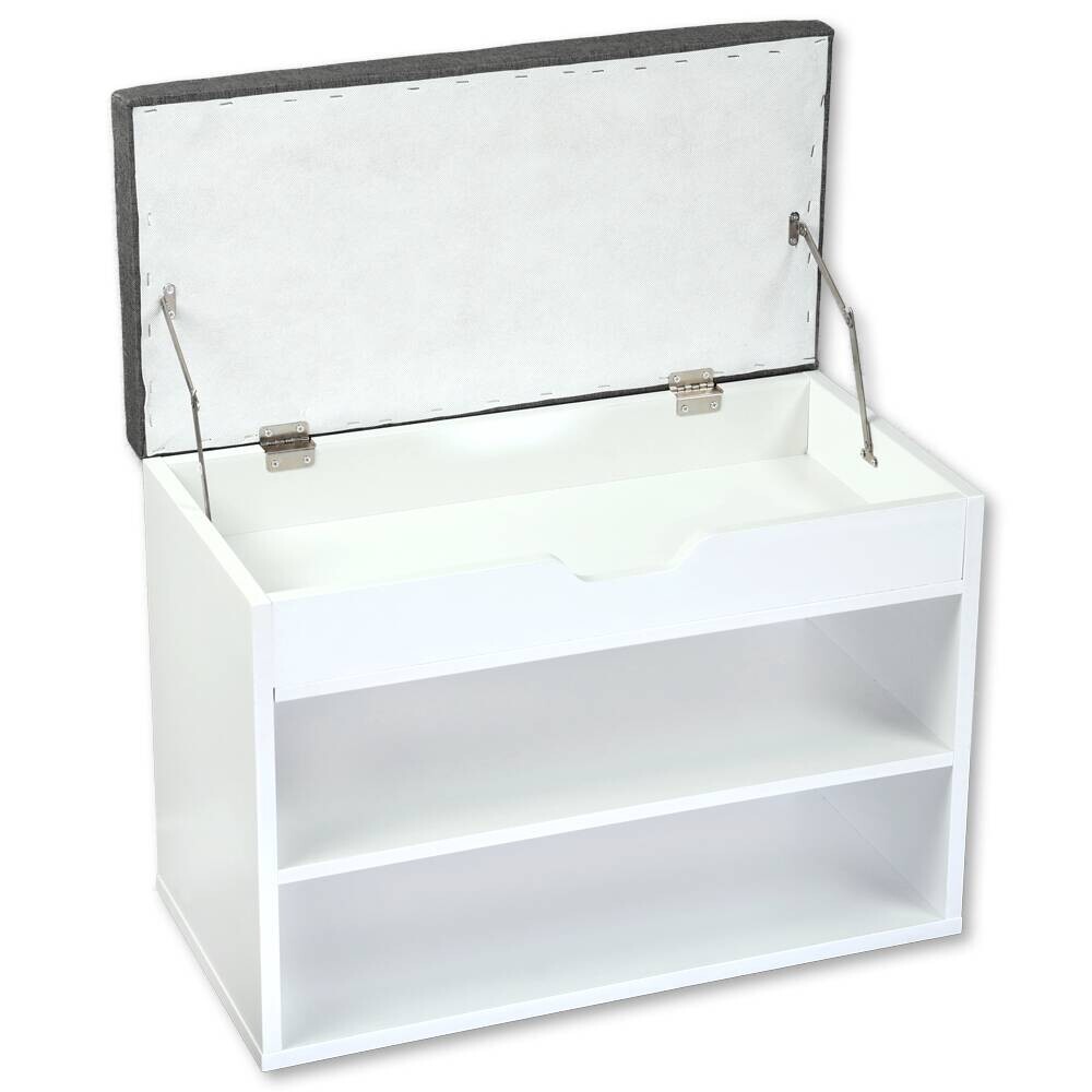 Kesper Schuhschrank mit Sitzkissen weiß Spanplatte B/H/L: ca. 30x45x60 cm