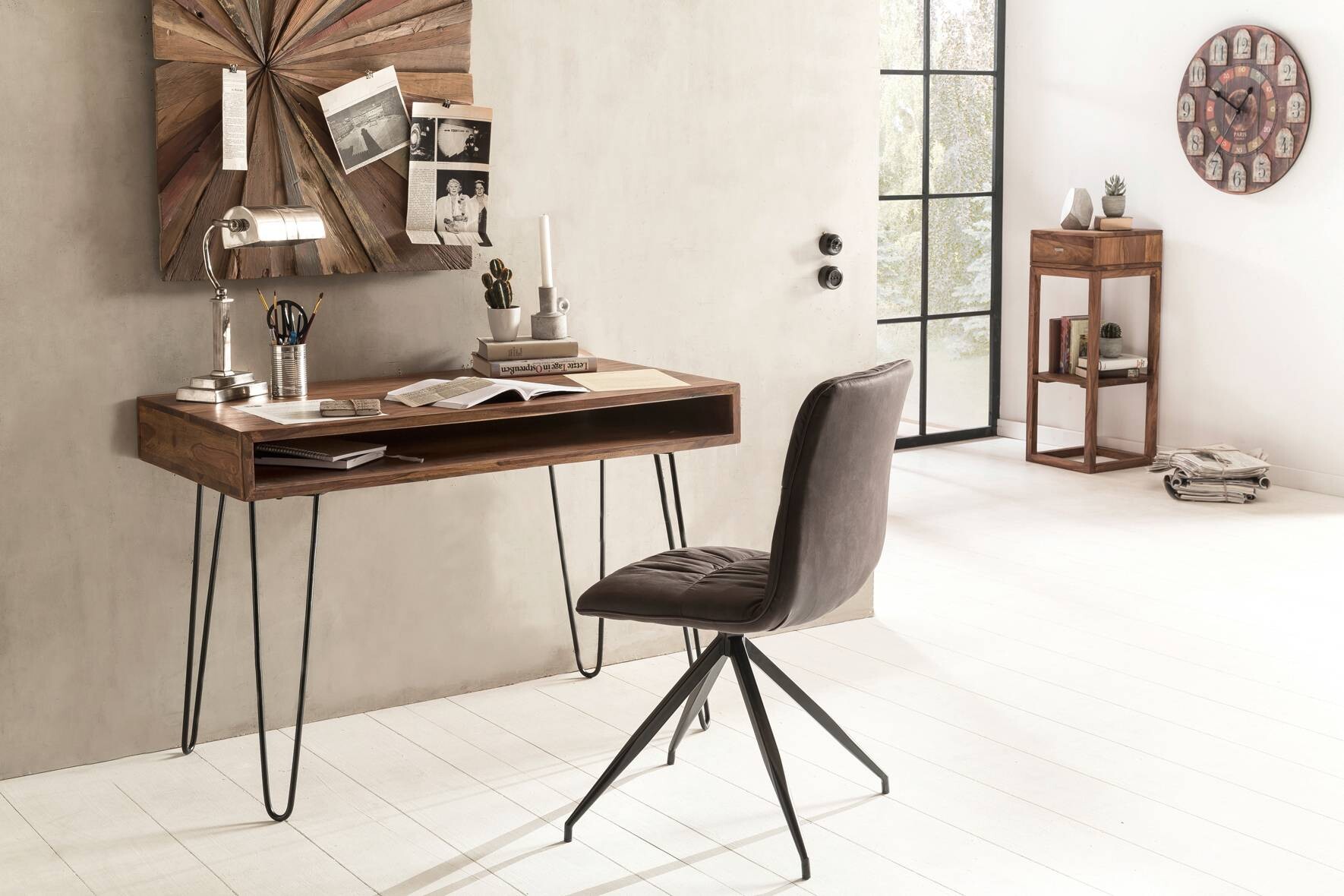 Schreibtisch natur schwarz matt B/H/T: ca. 110x76x60 cm