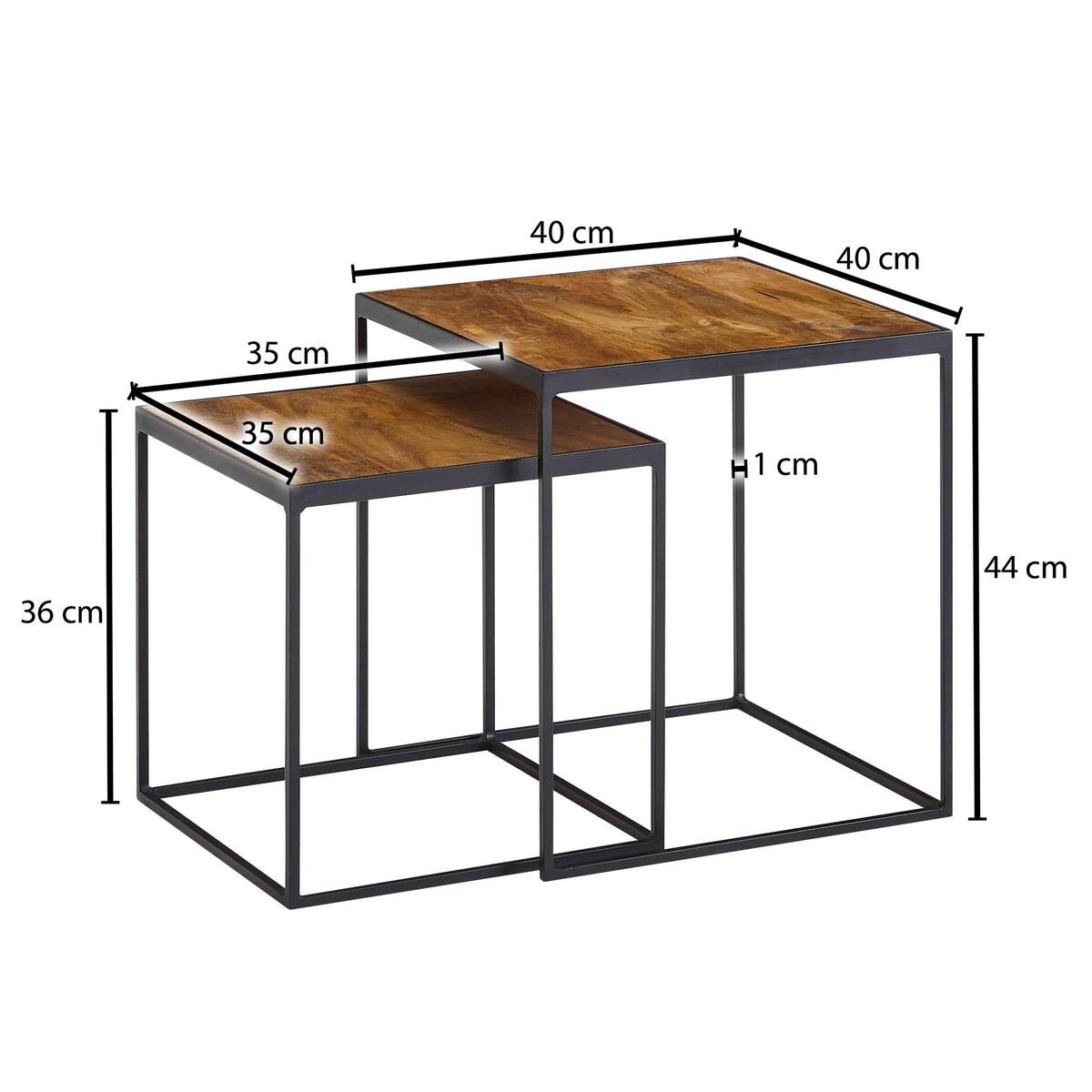 Beistelltisch 2er-Set. braun Holz B/H/T: ca. 40x44x40 cm