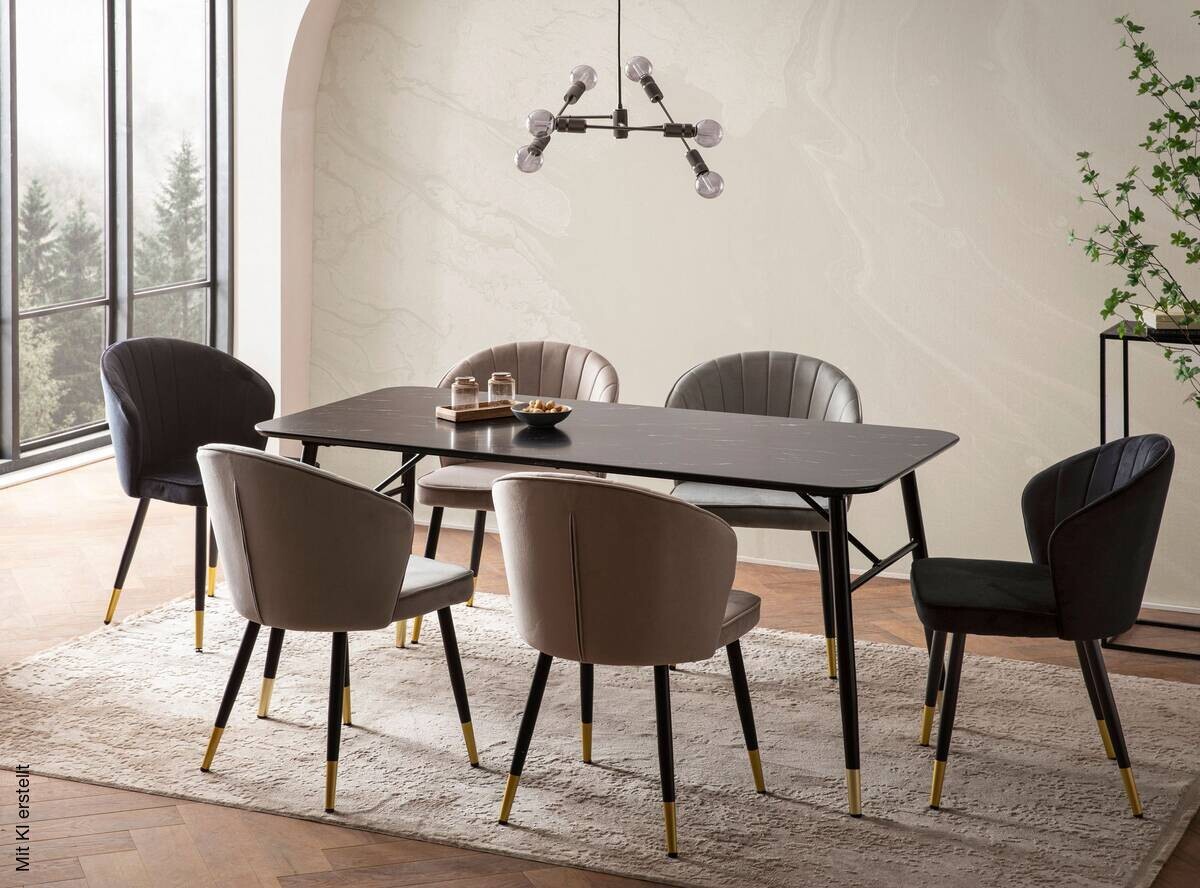 Esstisch schwarz Marmor Optik B/H/T: ca. 200x76x90 cm
