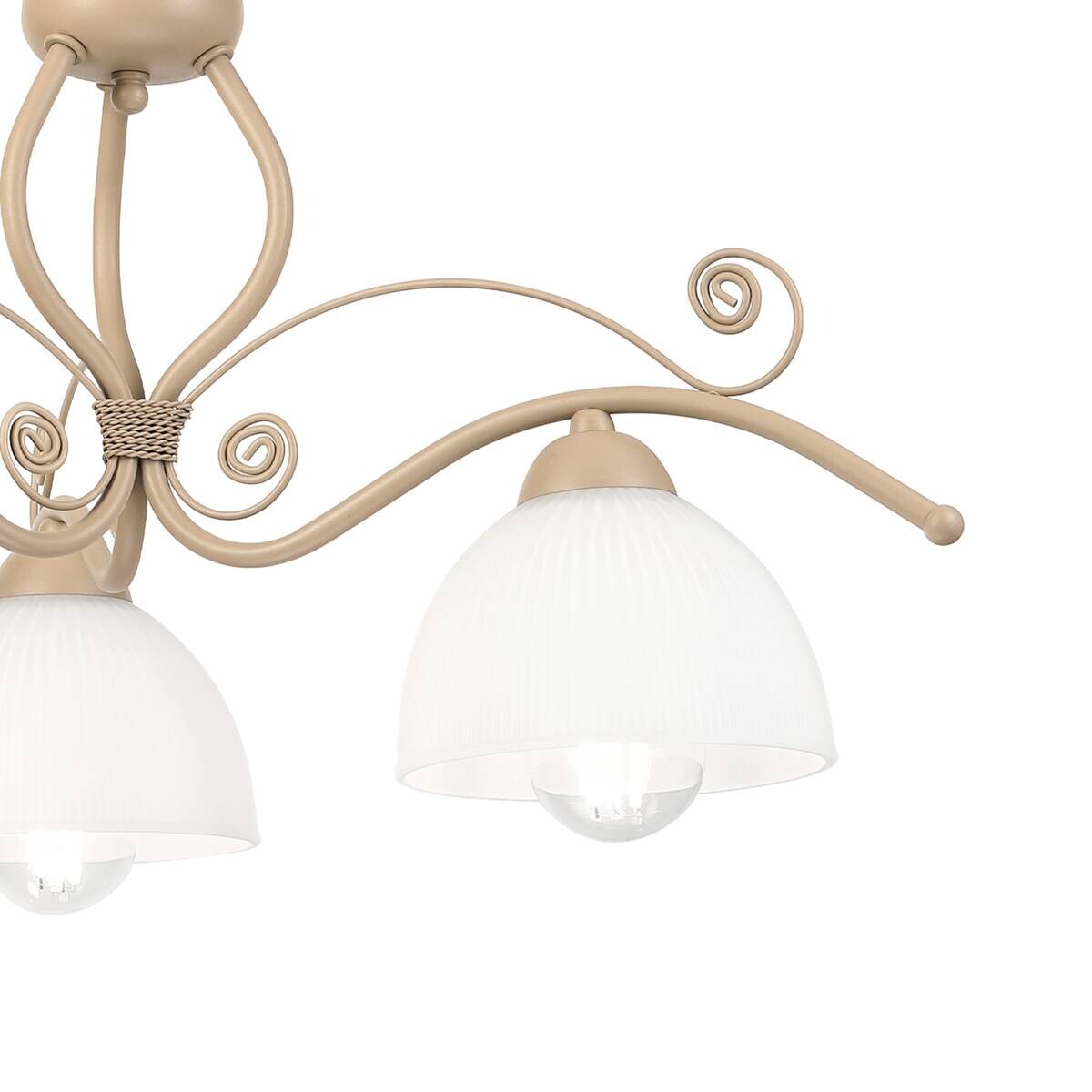 Lamkur Pendelleuchte weiß beige Stahl Glas B/H/L: ca. 41x73x41 cm E27 3 Brennstellen