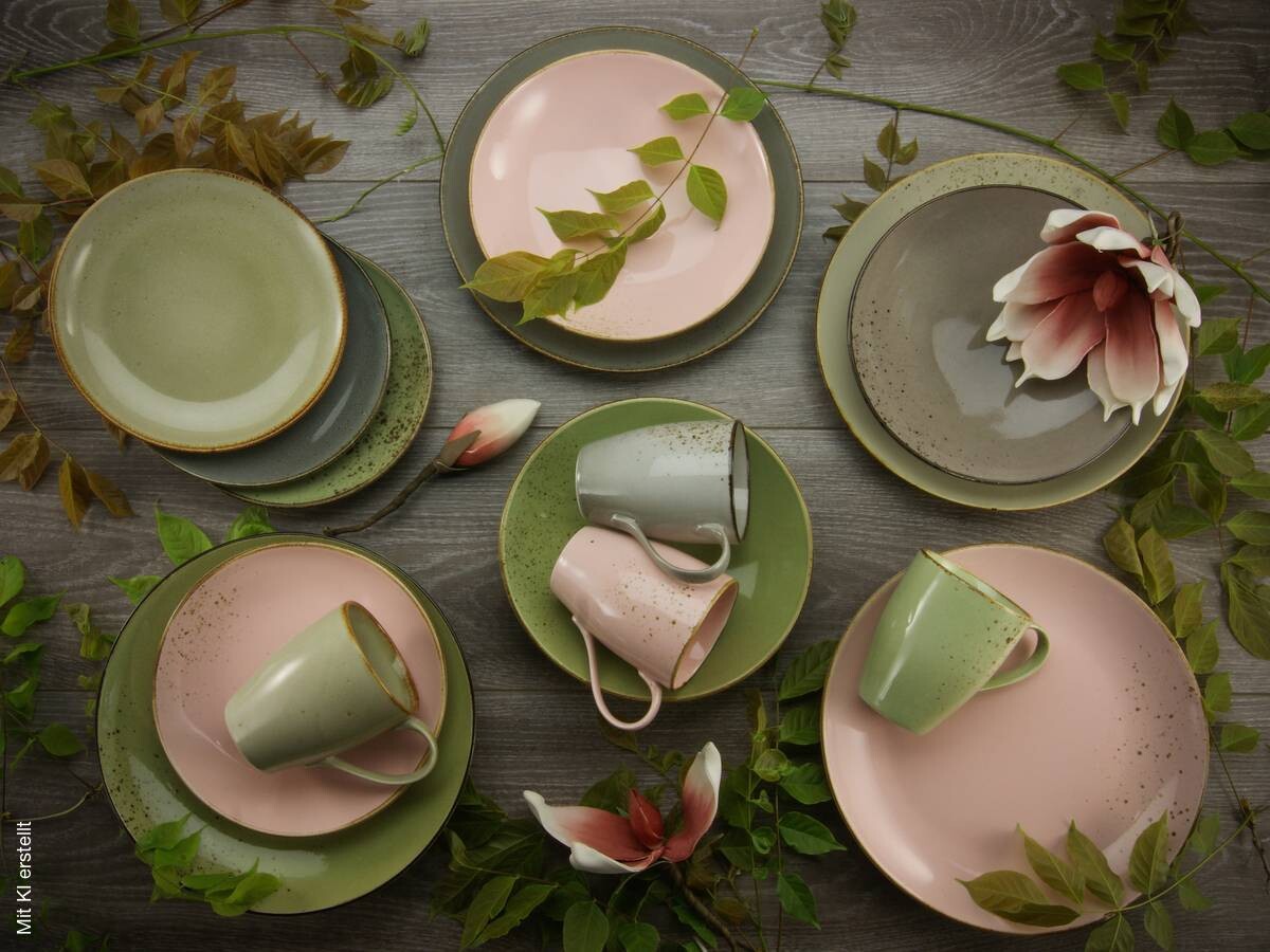 CreaTable Kombiservice Nature Collection VINTAGE GARDEN multicolor Steinzeug 16 tlg.