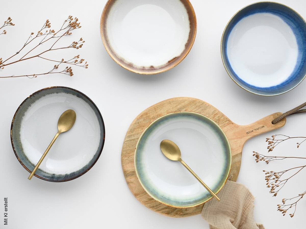 CreaTable Müslischalenset Cascade Bowls Mix Poke bunt Steinzeug