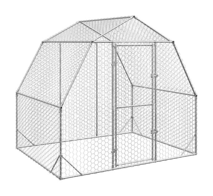 vidaXL Hühnerstall silber Stahl H/L: ca. 225x250 cm