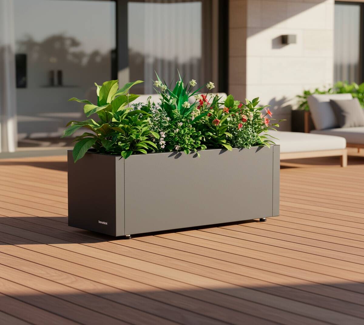 Herstera Garden Pflanzkübel Cube anthrazit Metall B/H/L: ca. 60x25x25 cm