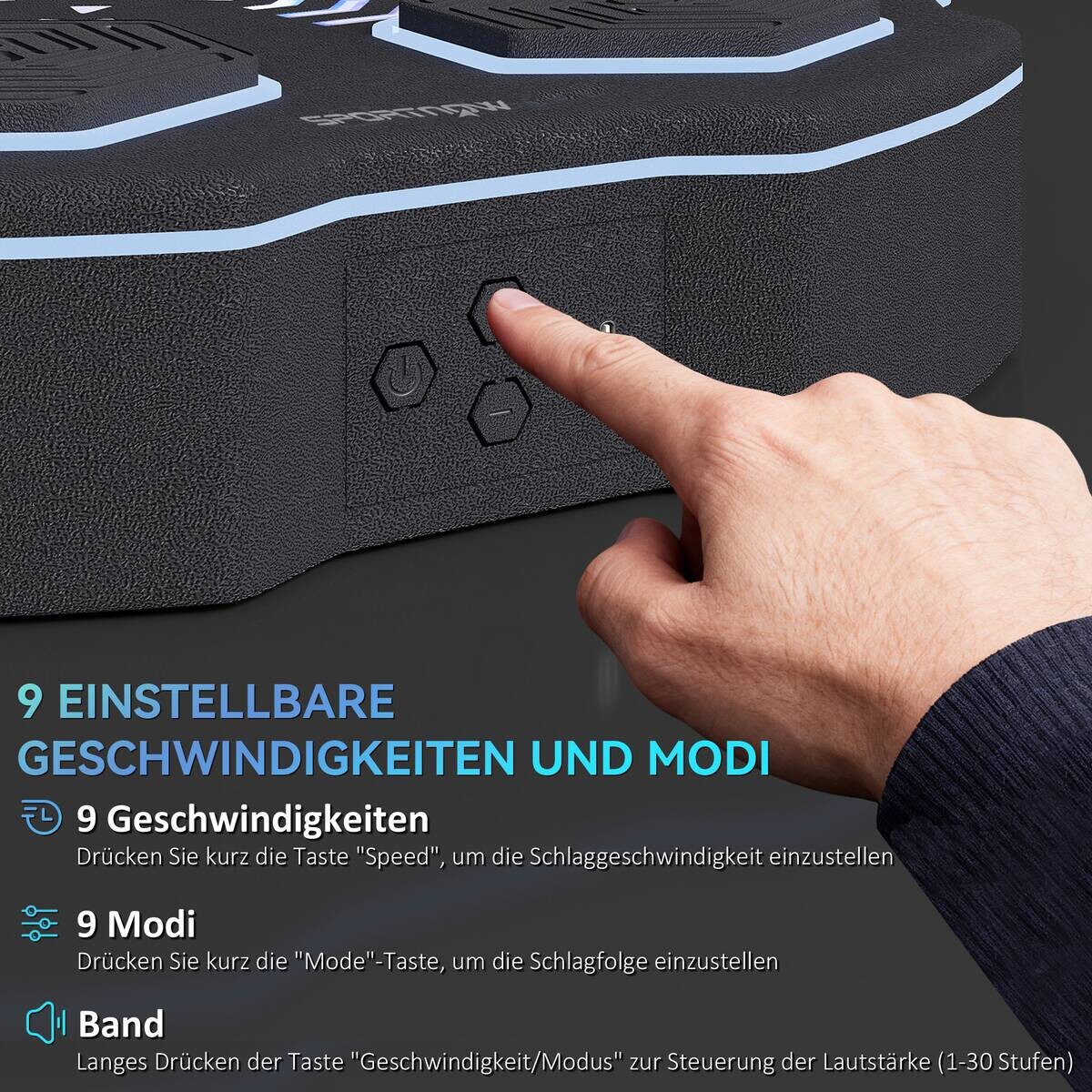 SPORTNOW Boxmaschine + Musik schwarz Kunststoff B/H/L: ca. 44x8x44 cm