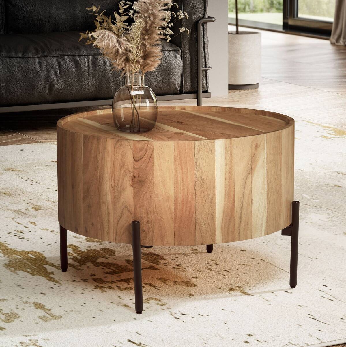 Wohnling Couchtisch Akazie H/D: ca. 41x60 cm