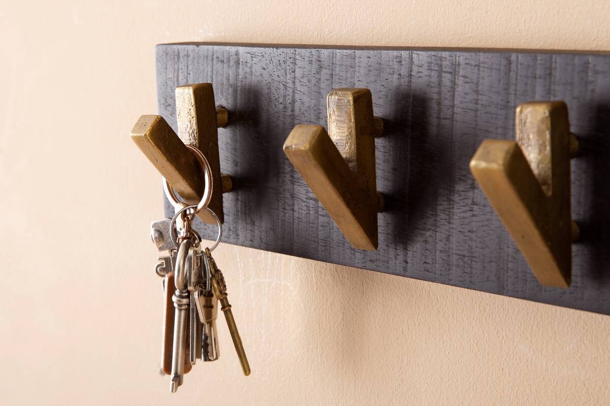 Wandgarderobe schwarz B/H/T: ca. 60x10x8 cm