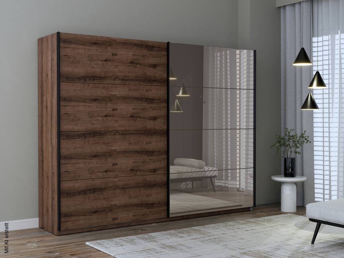 Schwebetürenschrank schlamm Eiche Nachbildung B/H/T: ca. 269,9x209,7x61,2 cm
