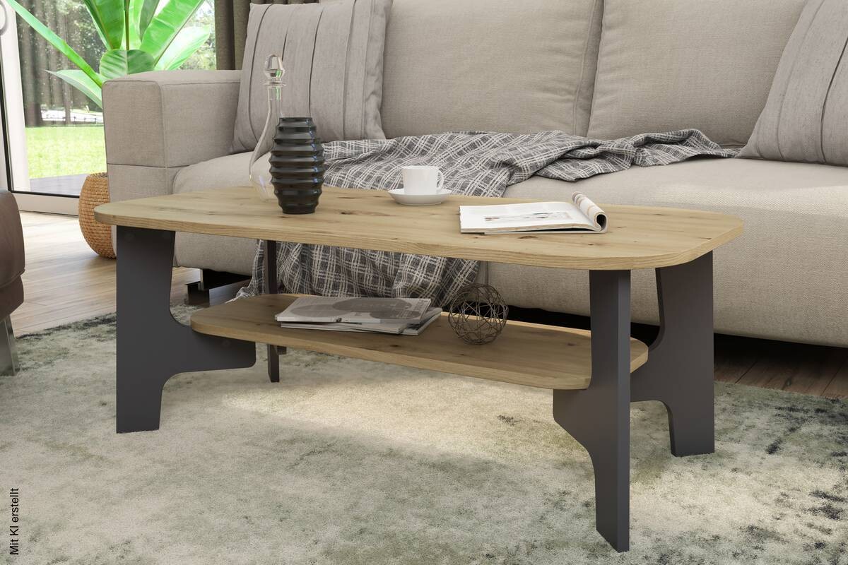 Couchtisch JONNY Eiche Nachbildung anthrazit B/H/T: ca. 110x42,5x55 cm