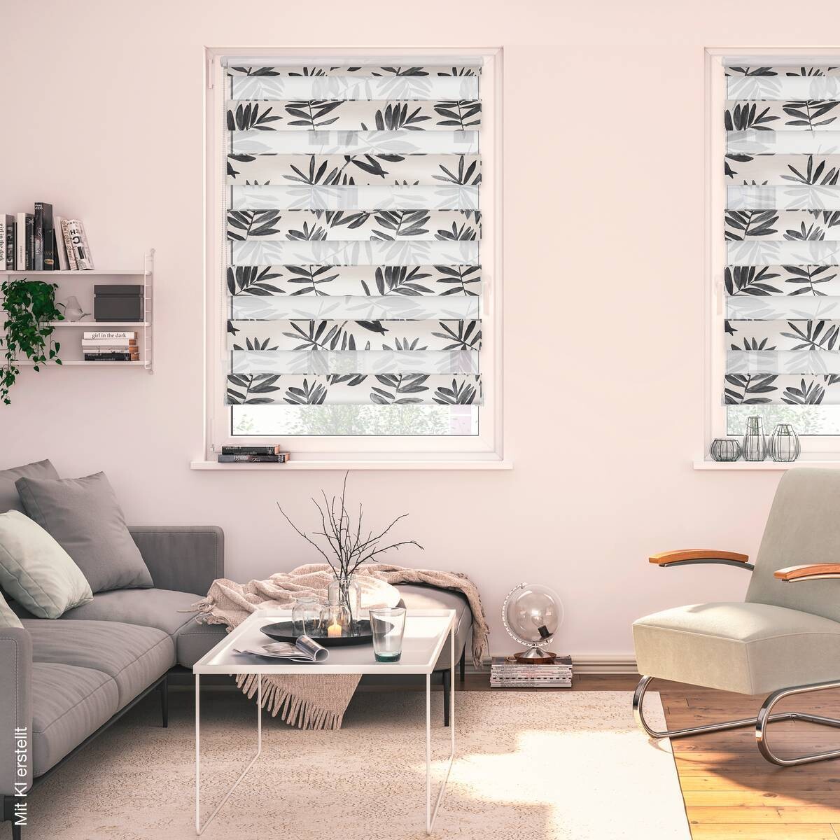 LICHTBLICK Doppelrollo Watercolor schwarz B/L: ca. 100x150 cm